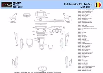Mazda 3 2014-2018 Kit la décoration du tableau de bord 44 Pièce - 1 - habillage decor de tableau de bord
