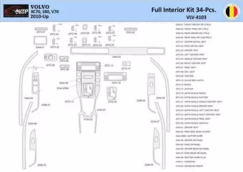 Volvo XC70-S80-V70-2008–2016 Habillage Décoration de Tableau de Bord 34 Pièce