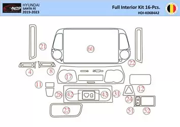 Hyundai Santa Fe 2019-2022 Kit la décoration du tableau de bord 31 Pièce - 1 - habillage decor de tableau de bord