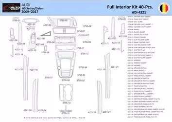 Audi A5 2008–2016 Kit la décoration du tableau de bord 40 Pièce - 1 - habillage decor de tableau de bord