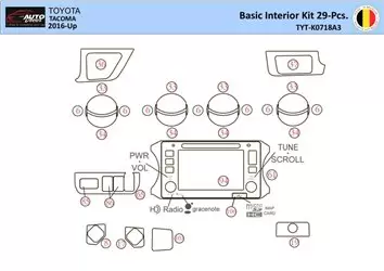 Toyota Tacoma 2016-2021 Kit la décoration du tableau de bord 29 Pièce - 1 - habillage decor de tableau de bord