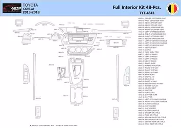 Toyota Corolla 2013-2018 Kit la décoration du tableau de bord 48 Pièce - 1 - habillage decor de tableau de bord
