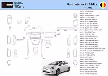 Toyota Prius 2009-2015 Kit la décoration du tableau de bord 31 Pièce - 1 - habillage decor de tableau de bord