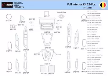 Toyota Yaris 2006-2013 Kit la décoration du tableau de bord 28 Pièce - 1 - habillage decor de tableau de bord