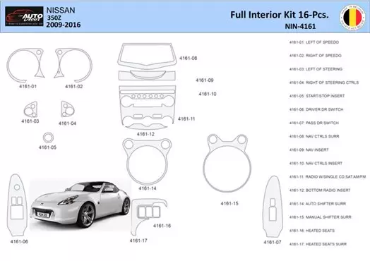 Nissan 370Z-2009 Kit la décoration du tableau de bord 16 Pièce - 1 - habillage decor de tableau de bord
