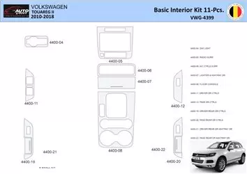 Volkswagen Touareg II 2010-2018 Kit la décoration du tableau de bord 11 Pièce - 1 - habillage decor de tableau de bord