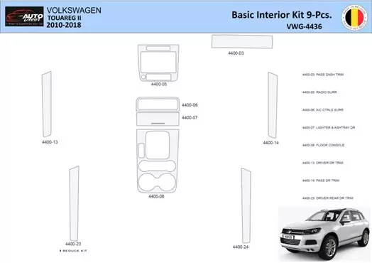 Volkswagen Touareg II 2010-2018 Kit la décoration du tableau de bord 9 Pièce - 1 - habillage decor de tableau de bord
