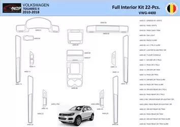 Volkswagen Touareg II 2010-2018 Kit la décoration du tableau de bord 22 Pièce - 1 - habillage decor de tableau de bord