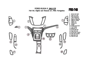 Ford Kuga 2013-UP Ensemble Complet, Avec NAVI BD Kit la décoration du tableau de bord - 1 - habillage decor de tableau de bord