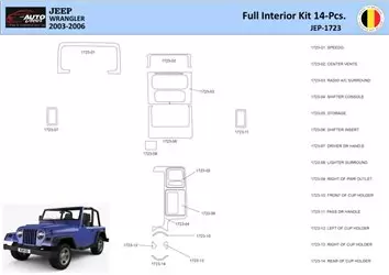 Jeep Wrangler 2003 Kit la décoration du tableau de bord 14 Pièce - 1 - habillage decor de tableau de bord