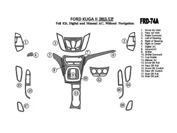 Ford Kuga 2013-UP Ensemble Complet, Sans NAVI, manual climate control BD Kit la décoration du tableau de bord - 1 - habillage de