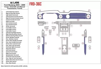 Ford Mustang 2005-2009 Soft roof-Coupe, Ensemble Complet BD Kit la décoration du tableau de bord - 1 - habillage decor de tablea