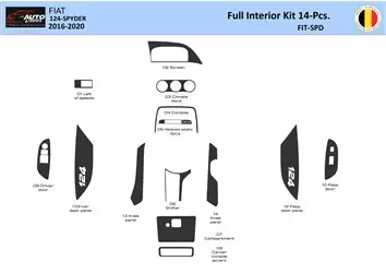 Fiat 124 Spyder 2012-2020 Habillage Décoration de Tableau de Bord 14 Pièce