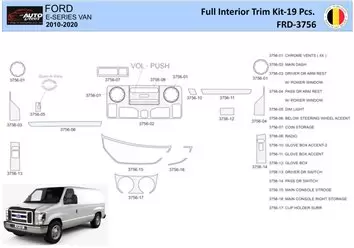 Ford E-Series E-Van 2012-2022 Habillage Décoration de Tableau de Bord 19 Pièce