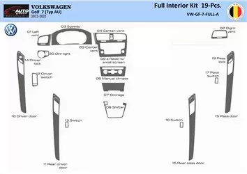 Volkswagen Golf VII AU 2012–2021 Kit la décoration du tableau de bord 41-Pièce - 1 - habillage decor de tableau de bord