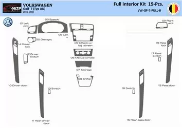 Volkswagen Golf VII AU 2012–2021 Habillage Décoration de Tableau de Bord 19B-Pièce - 1 - habillage decor de tableau de bord