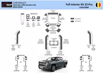 Chevrolet Silverado 1500 Double Cab 2014-2018 Ensemble Complet WHZ Décoration de tableau de bord - 1 - habillage decor de tablea