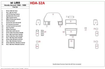 Honda Accord 1986-1989 Ensemble Complet BD Kit la décoration du tableau de bord - 1
