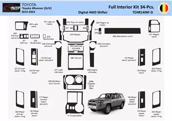 Toyota 4Runner 2014-2023 Digital Shifter Full Habillage Décoration de Tableau de Bord 34 Pièce - 1 - habillage decor de tableau 