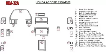 Honda Accord 1986-1989 Ensemble Complet BD Kit la décoration du tableau de bord - 2 - habillage decor de tableau de bord