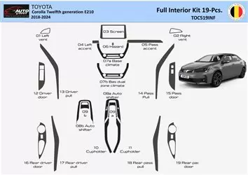 Toyota Corolla (Hatchback) 2019-2022 Habillage Décoration de Tableau de Bord 19 Pièce - 1 - habillage decor de tableau de bord