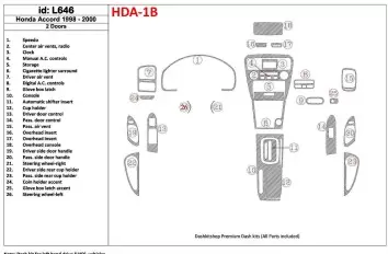 Honda Accord 1998-2000 2 Des portes Ensemble Complet, 26 Parts set, BD Kit la décoration du tableau de bord - 1 - habillage deco