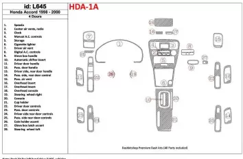 Honda Accord 1998-2000 4 Des portes, Ensemble Complet, 28 Parts set BD Kit la décoration du tableau de bord - 1