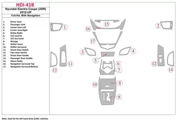 Hyundai Elantra Coupe 2011-UP Ensemble Complet, Avec NAVI BD Kit la décoration du tableau de bord - 1 - habillage decor de table