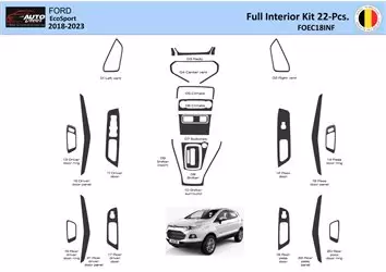 Ford EcoSport SUV 2018-2022 Habillage Décoration de Tableau de Bord 22 Pièce - 1
