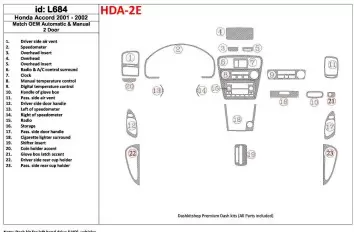 Honda Accord 2001-2002 2 Des portes, OEM Compliance, 23 Parts set BD Kit la décoration du tableau de bord - 1 - habillage decor 