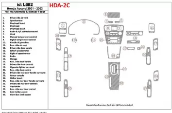 Honda Accord 2001-2002 4 Des portes, Ensemble Complet, 29 Parts set BD Kit la décoration du tableau de bord - 1 - habillage deco