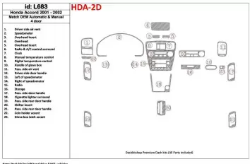 Honda Accord 2001-2002 4 Des portes, OEM Compliance, 23 Parts set BD Kit la décoration du tableau de bord - 1 - habillage decor 