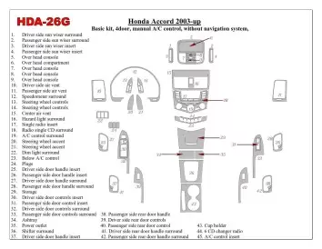 Honda Accord 2003-2007 Paquet de base, boîte manuellebox A/C Control, Sans NAVI system, 4 Des portes BD Kit la décoration du tab