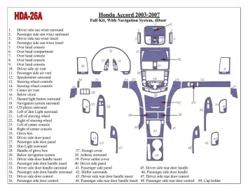 Honda Accord 2003-2007 Ensemble Complet, Avec NAVI system, 4 Des portes BD Kit la décoration du tableau de bord - 2 - habillage 