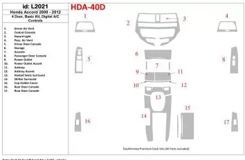 Honda Accord 2008-2012 4 Des portes, Paquet de base, Contrôle Aut la climatisation BD Kit la décoration du tableau de bord - 1 -