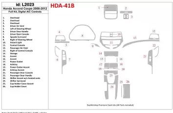 Honda Accord 2008-2012 Ensemble Complet, 2 Des portes (Coupe), Contrôle Aut la climatisation BD Kit la décoration du tableau de 