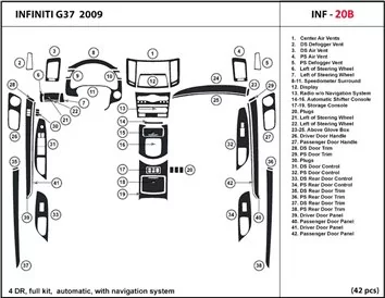 Infiniti G37 2007-2009 Ensemble Complet, Automatic Gear, With NAVI BD Décoration de tableau de bord