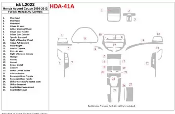 Honda Accord 2008-2012 Ensemble Complet, 2 Des portes (Coupe), boîte manuellebox AC Control BD Kit la décoration du tableau de b