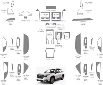Subaru Forester 2019-2024 Habillage Décoration de Tableau de Bord 37 Pièce