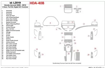Honda Accord 2008-2012 Ensemble Complet, 4 Des portes, Contrôle Aut la climatisation BD Kit la décoration du tableau de bord - 1