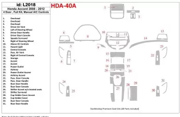 Honda Accord 2008-2012 Ensemble Complet, 4 Des portes, boîte manuellebox AC Control BD Kit la décoration du tableau de bord - 1 
