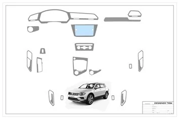 Volkswagen Tiguan 2018-2024 Habillage Décoration de Tableau de Bord 21-Pièce