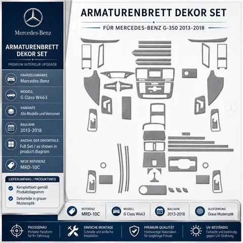 Mercedes Benz G Class W463 2013-2018 set complet, compatible OEM kit décor tableau de bord 3D