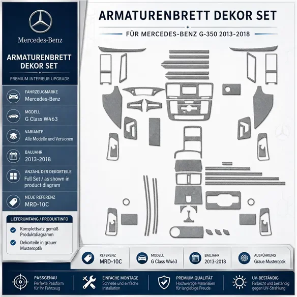 Mercedes Benz G Class W463 2013-2018 set complet, compatible OEM kit décor tableau de bord 3D
