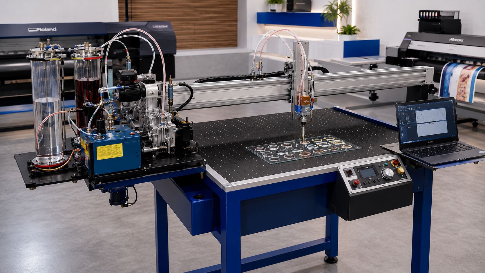 Machine CNC de dépose de résine PU avec table sous vide perforée et tête de dosage