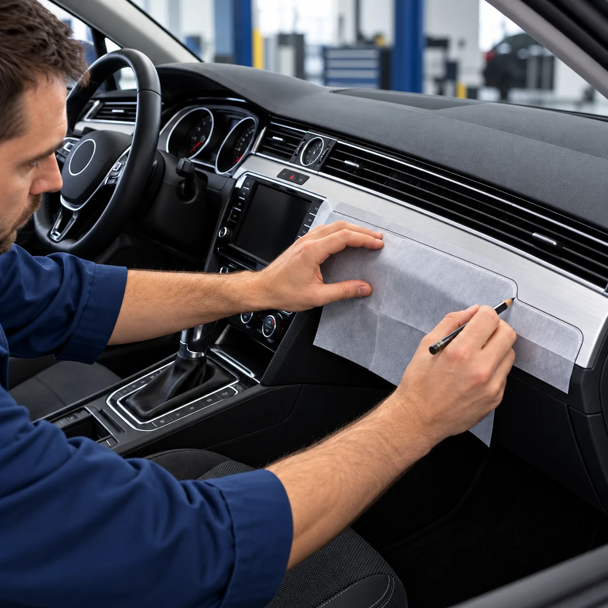 Relevé de la baguette du tableau de bord sur la vraie voiture